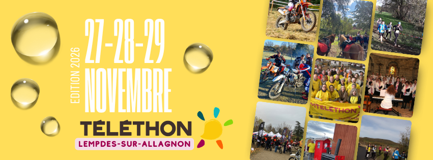 Affiche Téléthon Lempdes-sur-Allagnon, 27, 28 et 29 novembre 2026